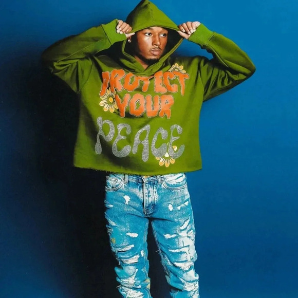 Euphoric 777 Protect Your Peace Green Hoodie Size Medium - Picture 1 of 11